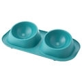 Double pet bowl with anti-spill base for dogs and cats in lake green finish - Green (Single Bowl Style) / 41*22.5*8.5cm