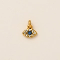 Elegant gold eye pendant necklace with blue crystal and white zirconia stones - Blue Evil Eye 7mm