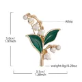 Elegant Lily of the Valley flower brooch with white petals and green leaves enamel - Lily of the Valley White Glazed Brooch (HC0768 Green)