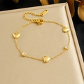 Elegante bracciale in acciaio inossidabile placcato oro 18K con cuori e zirconi lucidi - Oro (B1894)