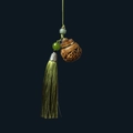 Green sandalwood carved sachet pendant with elegant bead strand and silk tassel - Green Sandalwood Lantern / Approx. 2.7*2.7cm, Without Incense Pills