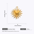 Detail of 18k gold plated stainless steel heart sun pendant with exact measurements - Small Heart Sun