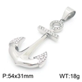 Colgante ancla de acero plateado con brillantes pedrería, diseño de lujo de 54x31mm - Colgante De Ancla (Sin Cadena) / Color Acero