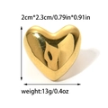 Bague cœur en acier inoxydable doré en forme de U avec détails de poids et taille - US 6 / Cœur en or