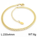 Minimalist gold titanium steel curb chain anklet with lobster clasp and adjustable link - Gold Curb Chain Style (KJ3721-Z)
