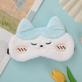 Cute sky blue and white plush cat sleep mask with soft fur and 3D ears for kids - Cute Blue White Cat
