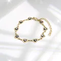 Gouden hart armband met boze oog en verstelbare schakelketting voor vrouwen - Zwart Oog