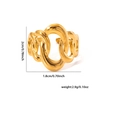 Minimalist irregular geometric 18k gold plated open ring with product size specifications - BJGR0139-Intertwined Chain