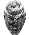 Thick warm scarf with white fox print on dark grey fabric and button detail - 150*75cm / Dark Grey White Fox (Image 60)