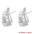 Macro shot showing dimensions of silver spiral shell earrings measuring 16mm by 30mm - VE1073 Platinum Large 1 Pair