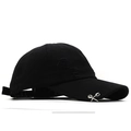 Distressed black baseball cap with vintage ripped details and metal ring accents - Adjustable / Black Distressed Style (03)
