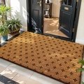 Zerbino in cocco resistente con motivo a quadrifoglio nero per ingresso esterno e interno - 45*75cm / Impronta Elegante