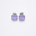 Square purple druzy stud earrings with sparkling crystal texture and silver metal base - Purple (8)