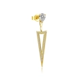 S925 sterling silver long geometric earring in gold with pear-shaped zircon and triangle pendant - 1 Piece / 18K Gold-White Zirconia