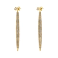 Orecchini a barra lunga placcati in oro 18K con micro zirconi scintillanti per donne eleganti - Foglia d'oro 1 paio / Oro