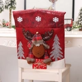 Christmas chair cover featuring 3D cartoon reindeer with snowflake patterns - Elk Style