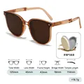 Foldable brown translucent kids sunglasses with matching storage case and 18.7g weight - Tea Frame Tea Lens + Box