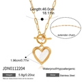 Detalle del collar con colgante de corazón dorado con cadena de clip y cierre de palanca OT - Estilo de Corazón Nácar Cierre de T (JDN0112204)