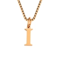 Rose gold minimalist stainless steel letter I pendant necklace with box chain - Letter I-Rose Gold