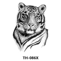 Waterproof temporary tattoo sticker with black and white tiger head sketch, model TH-086X - Th-086 / 210*148mm