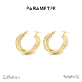 Detail of gold titanium steel hoop earrings with 27x2mm dimensions and 7g weight - Gold (KE113905-KFC)
