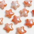 Star-shaped beads in orange and white gradient with glossy finish for DIY jewelry - Orange