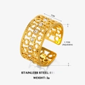 Adjustable 18K gold plated stainless steel layered ring with white cubic zirconia - Gold