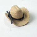 Detail of 8cm mini felt cowboy hat in beige with black rope band for dolls and pets - Off White