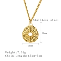 Vintage golden stainless steel sunburst star pendant necklace with dimensions and chain detail - Gold