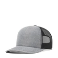 Light gray curved brim trucker hat with black breathable mesh back for outdoor use - Adjustable / Heather Grey + Black Mesh
