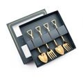 4-piece golden stainless steel shovel spoon and fork set in a luxury green gift box - Titanium Gold 4Pcs Set - Green Box