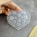 Transparent heart-shaped silicone nail art mold with eye and monster patterns - #005 Monster Cloud Heart Mold