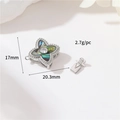Silver clover jewelry clasp with abalone shell and zircon inlay for DIY necklaces - Palladium Abalone Shell Clover