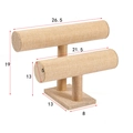 Double-tier linen jewelry display stand for bracelets and watches with dimensions - Hemp Fabric