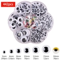 442pcs DIY mixed size black and white plastic googly eyes set in flower storage box - Box 15 (Mixed Assortment 442pcs)