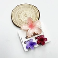 Floral claw clips in pink, purple, and burgundy marble finish on a wood slice - Mixed Color Set #25 (includes Card)