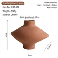 Jarrón de cerámica minimalista en marrón con textura cepillada y medidas detalladas - Cerámica / Marrón Pico - Grande (Plano)