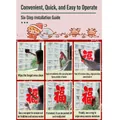Red Fu static window sticker with a detailed 6-step installation guide for holiday decor - New Year Fu Character (P-SD193)
