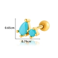 Gold stainless steel stud earring with double turquoise stones and screw back closure - Gold Blue (0174-5#)