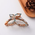 Elegant butterfly hair claw clip with marble texture acetate and gold metal frame - Blue Coffee