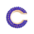 Luxurious gold C-shaped ear cuff with sparkling blue rhinestones for a trendy look - Outer Diameter 1.9cm / KC Gold - Dark Blue (DZ-819)