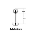 Silver stainless steel 20G labret stud and horseshoe ring with 0.8x8x3mm size markings - Labret Stud / 0.8x8x3mm