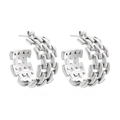 Modernos pendientes de aro en forma de C de acero inoxidable plateado para mujer - Color Acero