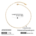 Detail view of 15.74 inch gold stainless steel chain with length and weight specifications - Gold Minimalist Fine Chain Necklace JDN0303004