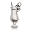 Silver cocktail glass charm with straw and lemon slice detail for DIY jewelry - 12144-Antique Silver Cocktail Glass