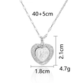 Silver heart necklace with pleated texture and shell finish, 40+5cm chain measurements - Silver Heart Mother of Pearl Necklace