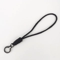 Lanière de poignet en paracorde noire tressée avec anneau porte-clés en métal - Style Long / Noir