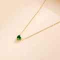 18k gold plated heart necklace featuring a dark green birthstone pendant on gold chain - May-Emerald