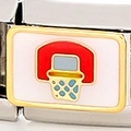 Charm in acciaio inossidabile con canestro da basket smaltato per bracciale DIY - 1295-Canestro da Basket