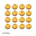 Set of sixteen 6mm round golden stainless steel charm tags for DIY jewelry making - Smooth 6mm / Gold